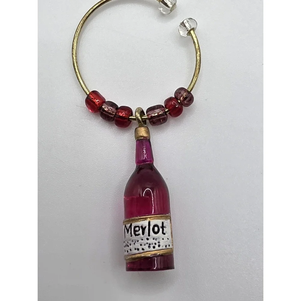 Beautiful Plastic Wine Bottle Wine Glass Charms Set of 6